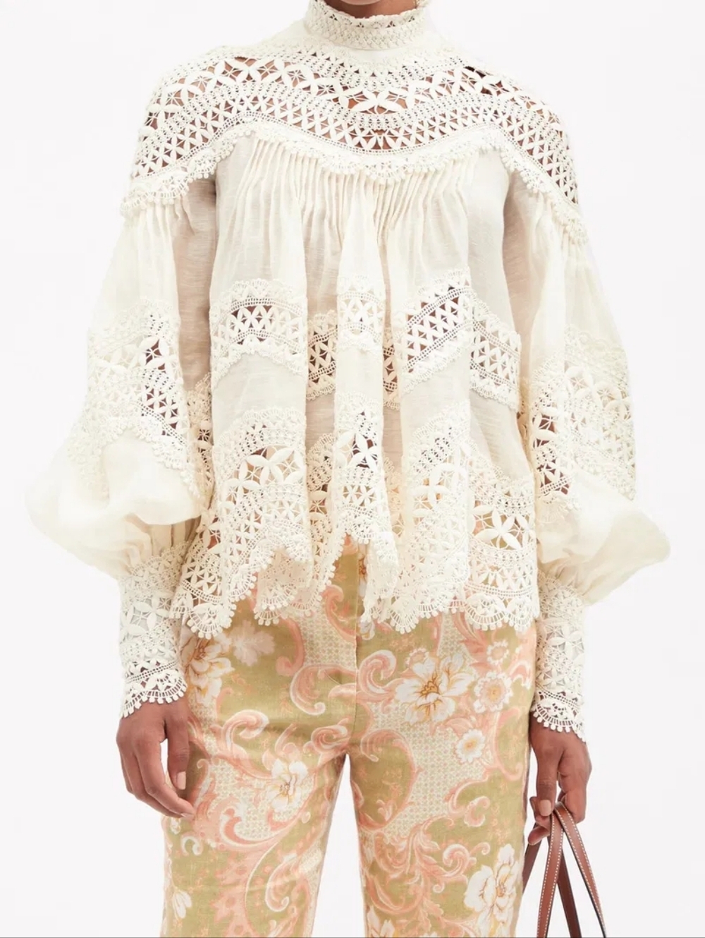 ZIMMERMANNPostcard Macramé-Lace Embroidered-Voile Top 0 Xs